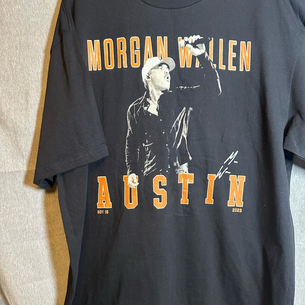 Morgan Wallen Austin Black Tee with Orange Graphic Print